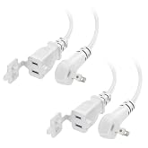 [ETL Listed] Cable Matters 2-Pack 2 Prong Flat Plug Extension Cord, 6ft | 16 AWG, 13A, 1625W, Tamper Guard, White, for Indoor Use