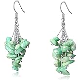 Seraphina Handmade Natural Amethyst Crushed Crystal Stone Dangle Earrings Purple Drop Dangle Earrings Jewelry Gift