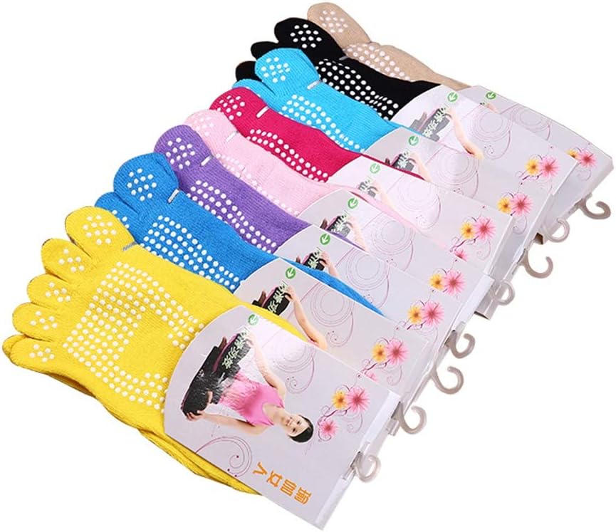 DrafTor Girs Womens Non Slip Yoga Socks, Five Toe Pilates Socks with Grips Ankle Socks for Barre, Sports, Ballet, Dance, Workout, Trainer