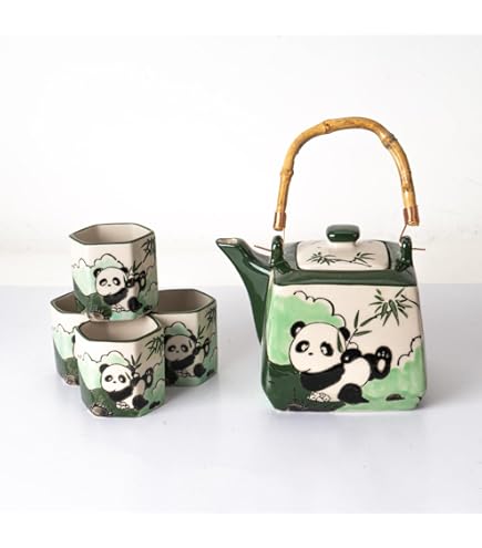 Amazon.com | Porcelain Tea Set Square Shape 20 fl oz Teapot with 4