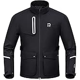 IRON JIA'S Winter Motorcycle Jacket with CE Armor, Water Resistant Adventure Touring Riding Jacket for Cold Weather with Removable Warm Liner L