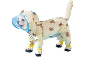 Harikaji Small Dog Raincoat, Tail Protect Feet Cover Waterproof Dog Rain Jacket Dog Rain Coat for Puppy Small Dogs (Yellow Beaar,M)