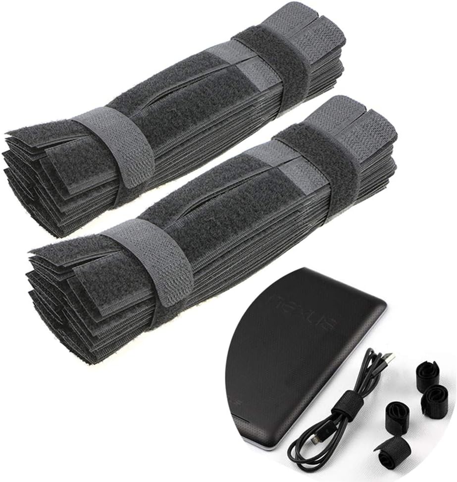 SUNOR Cable Ties Reusable Fastening Wire Organizer Cord Rope Holder, Black, 7 Inch, 100 Pieces