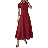 KIRUNDO Wedding Guest Dresses for Women 2026 Spring Summer Short Sleeve Pleated Long Flowy A Line Formal Maxi Dress Pockets