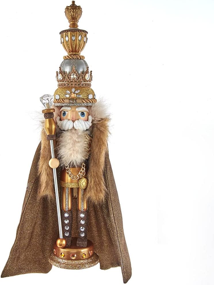 Nutcrackers - Hollywood Nutcrackers Hollywood Gold with Fuzzy Cape King Nutcracker, 17.5-Inch