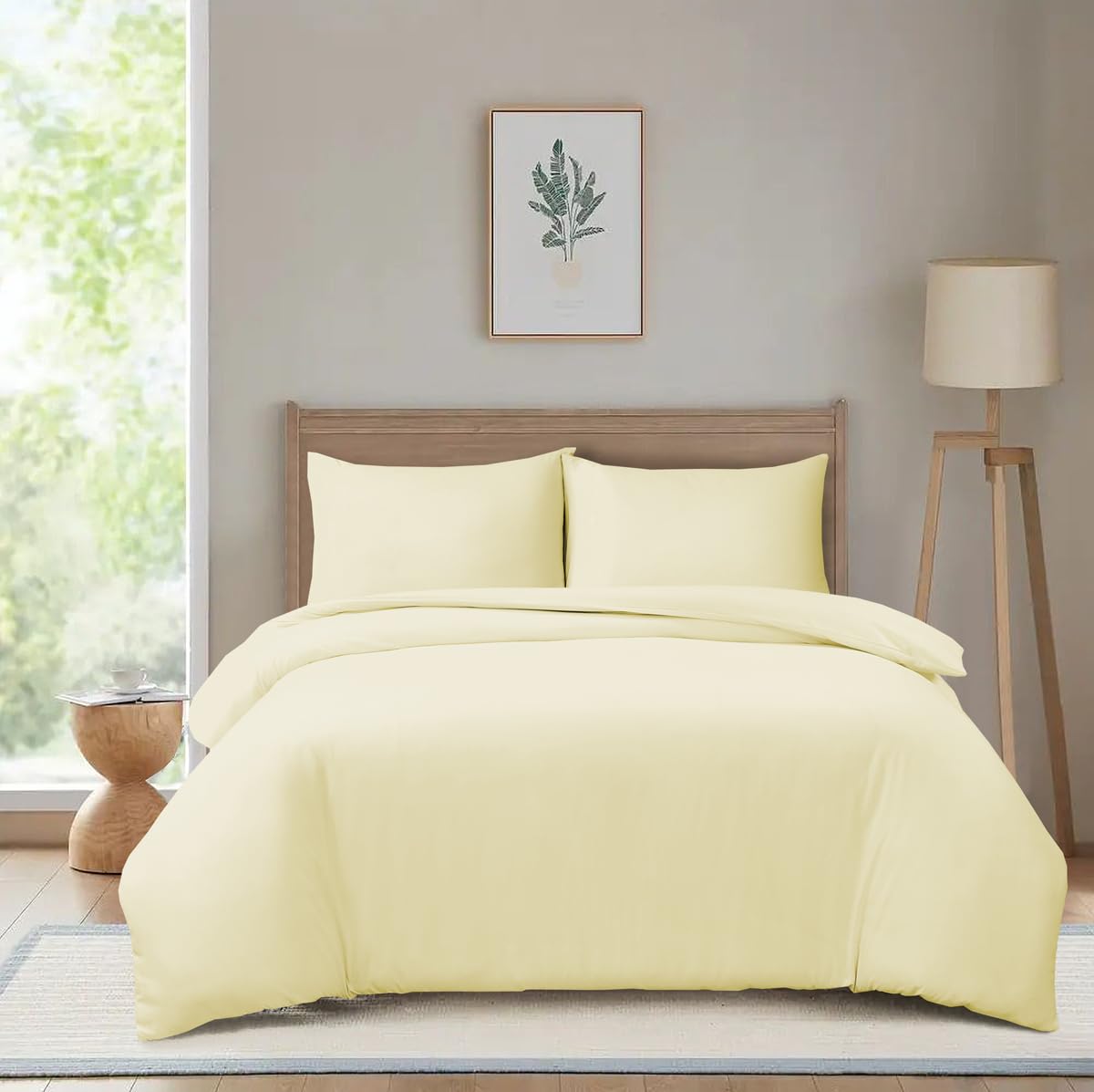 Hadi London Microfibre Duvet Cover Set Single Double King Soft Breathable Brushed Bedding Set Quilt Cover with 2 Matching Pillowcase (Cream, Super King)