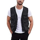 Gihuo Men's Utility Fishing Vest Lightweight Outdoor Work Safari Travel Cargo Vest with Multi-Pockets