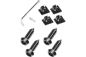 SUJADE YAKEFLY License Plate Screw Kit, Stainless Steel License Plate Screw Set with Nylon Inserts and Installation Tools, Anti-Theft License Plate Screws (Black)