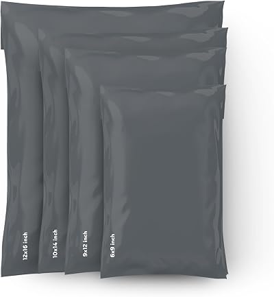 Straame 100 Mixed Size Grey Mailing Bags Self-Seal 4 Sizes 60/100 Pack