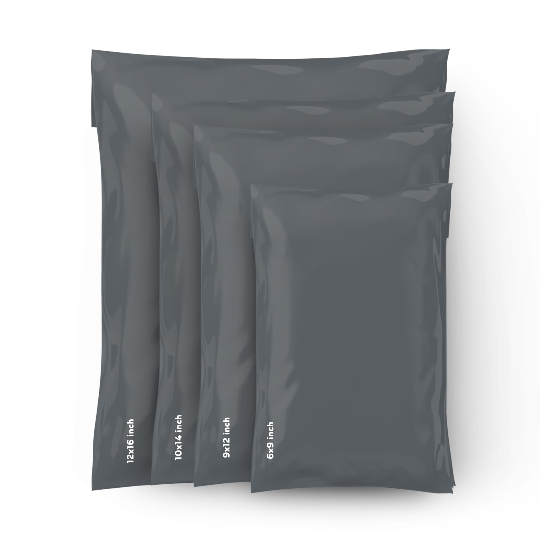 Straame 100 Mixed Size Grey Mailing Postal Bags, Self-Seal Closure Packaging Mailers, Delivery Mailing Bag Flexible and Tempered Proof, 4 Sizes Small to Large Postal Mailers 25 each