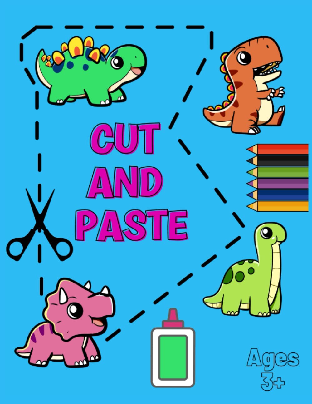 amazon com dinosaur activity workbook worksheets for toddlers learning cut and paste skills fine motor and scissors skills dinosaur cutting book for kids for toddlers kindergarten prek pre k 3 9798838118653 moss rosa books