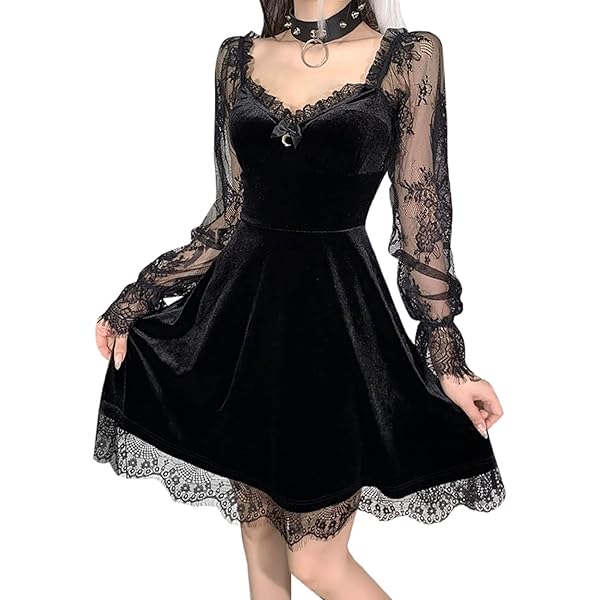 Amazon.com: Gothic Clothes Goth Goth Moon Sexy Black Dress