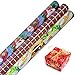 Red and Green Christmas Wrapping Paper - Christmas Themed Gift Wrap - Merry Christmas Wrapping Paper - Holiday Wrapping Paper Bundle - 6 Rolls Bulk