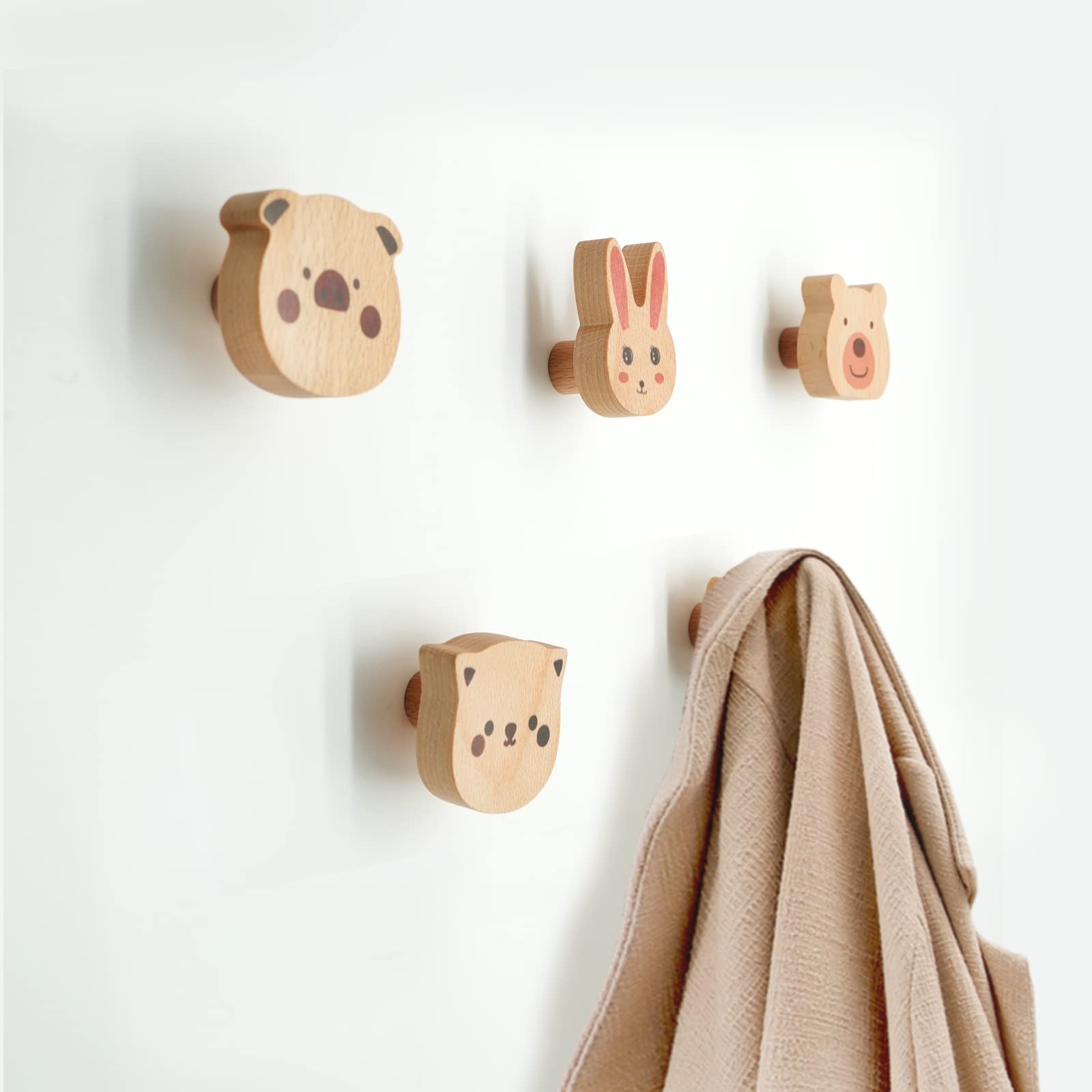 Photo 1 of WONQEXZ Wall Hook,Child Baby Nursery Wood Wall Hook,Natural Colorful Animal Coat Hooks,Wooden Hooks,Children Wall Mounted Hook,Set of 5