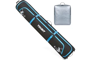 TOURIT Rolling Ski Bag and Ski Boot Bag Combo, Padded Snowboard Bag with Wheels for Air Travel, Holds 2 Pairs of Skis (195cm)