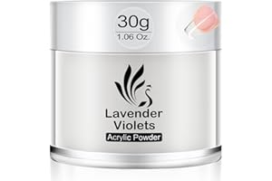 Lavender Violets Acrylic Nail Powder, 1oz Clear Acrylic Powder Dip for Nails, Long Lasting Salon Quality, Bubble Free Professional Manicures, Fake Nails, Carving & Extensions N101