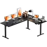 OffiGo 63 Inch Reversible L Shaped Electric Standing Desk, Black | Large Corner Height Adjustable Stand Up Desk, 3 Memory Presets, Sit Stand Table, Reinforced Frame for Home Office Workstation