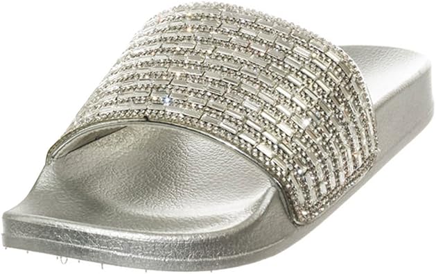silver diamond flat sandals