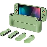 PlayVital AlterGrips Protective Slim Case for Nintendo Switch OLED, Ergonomic Grip Cover for Joycon, Dockable Hard Shell for Switch OLED w/Thumb Grip Caps & Button Caps