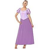 AOBUTE Women Princess Costume Halloween Party Puff Sleeve Purple Dress