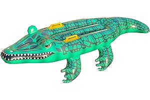Inflatable Crocodile Pool Float, Reptile Ride on Kids Pool Float, Floating Toys Inflatable Crocodile Alligator Toy for Swamp 