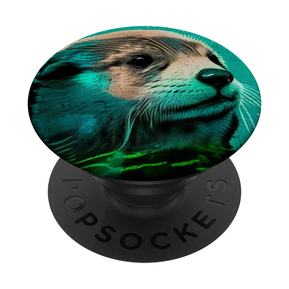 Sea Otter Pop Art Design Illustration Colorful Animal Women PopSockets Swappable PopGrip