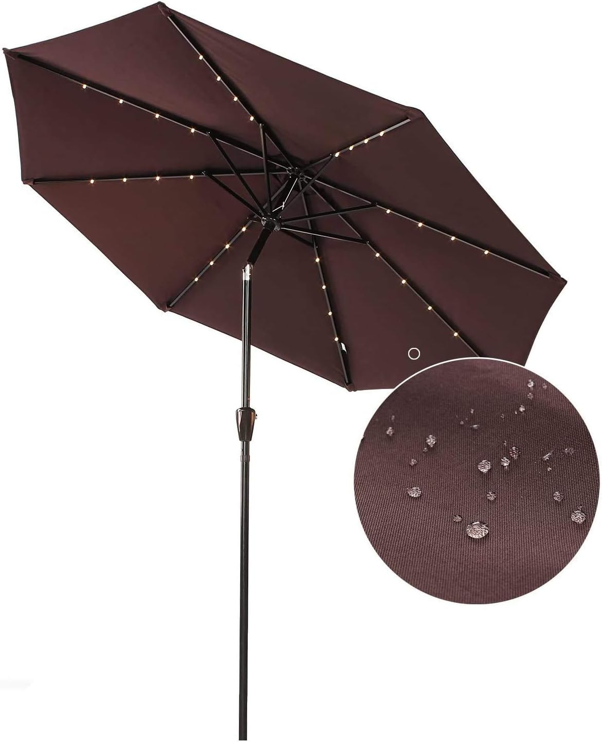 Amazon Com Cobana 9 Ft Patio Umbrella Solar Powered 32 Led Lighted Aluminum Tilting Outdoor Table Umbrella With Tilt And Crank Coffee Garden Outdoor