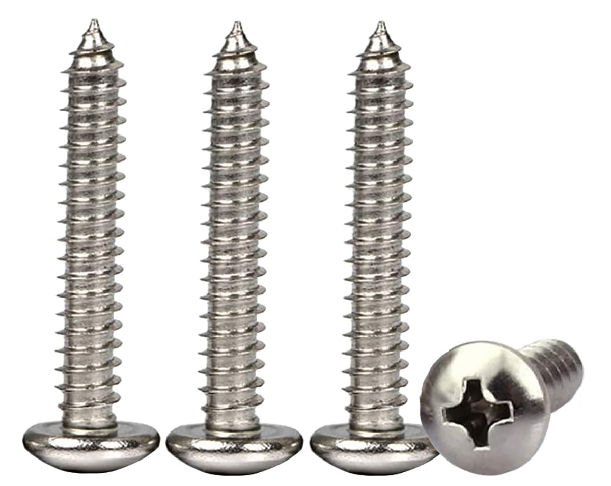 M3.5×40mm Phillips Pan Head Wood Screws 304 Stainless Steel Self-Tapping Screws for for Wood/sheet-metal/plasterboard Full Thread(50pcs)