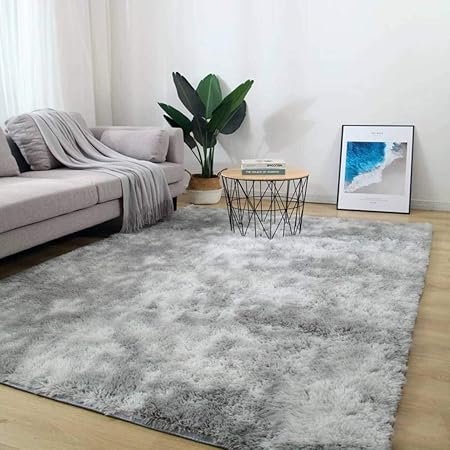 Wjexg Tapis Couleur Unie Fibre De Polyester Cheveux Longs