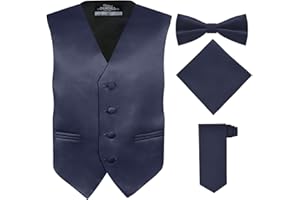 S.H. Churchill & Co. Boy's 4 Piece Vest Set, with Bow Tie, Neck Tie & Pocket Hankie