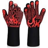 Comsmart BBQ Gloves, 1472 Degree F Heat Resistant Grilling Gloves Silicone Non-Slip Oven Gloves Long Kitchen Gloves for Barbecue, Cooking, Baking, Cutting