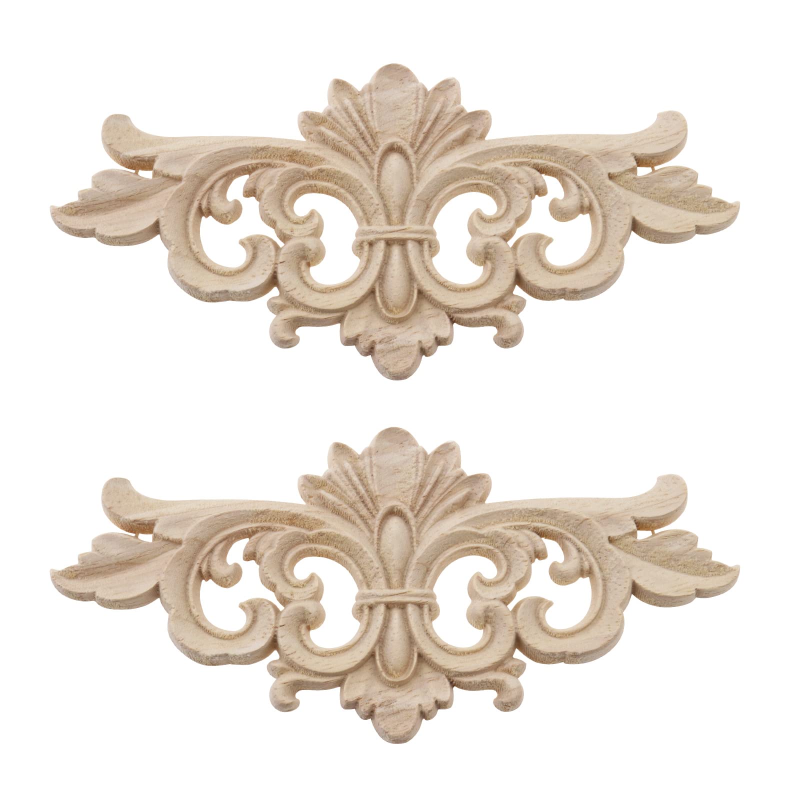 SG Store 2Pcs Wood Carved Appliques Log Applique Wood Carving Decoration Wood Carved Onlay Applique Decorative Accessories for Home Room