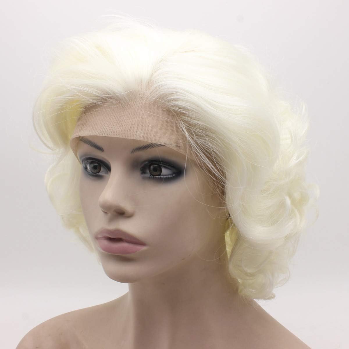 Short Curly Half Hand Tied Lace Front Silver White Stylish Wig - Image 4