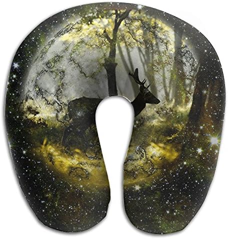 Galaxy Running Deer Duplex Print Neck Pillow Travel Pillow