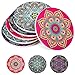 Absorbent Ceramic Stone Coasters for Drinks: Mandala Drink Coaster Set with Cork Back - Round Coasters and Holder Box for Home, Office, Bar - Coffee Table Beverage Cup Mat Sets - 4 Inch, Set of 6