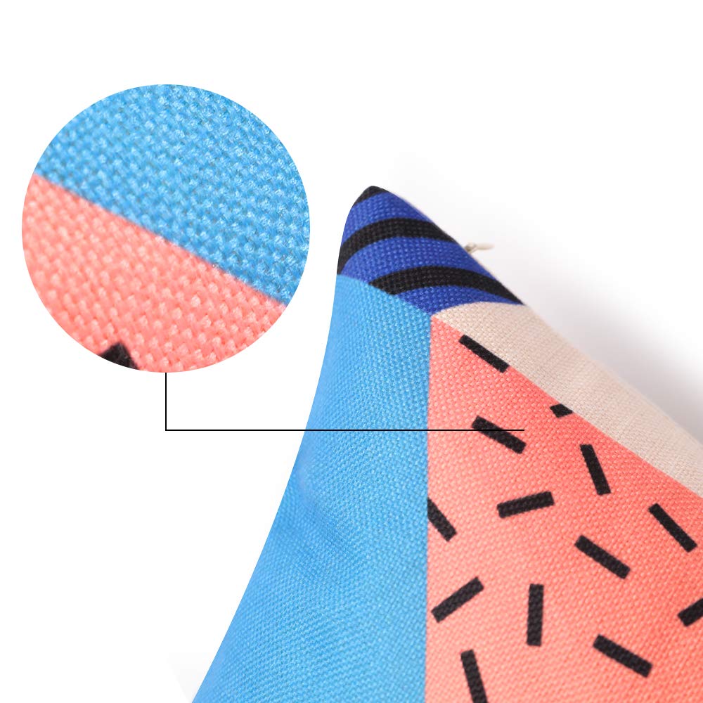 ModeHome Cushion Cover Geometry Style Pillow Case 100% Cotton Linen 18 18 inch Square Throw Pillow Case Home Decorative for Couch Sofa or Bed