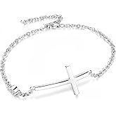 IOQCZQOI Cross Bracelet for Women, Dainty Adjustable Religious Jewelry, Christian Faith Gift for Baptism, Confirmation or Birthday