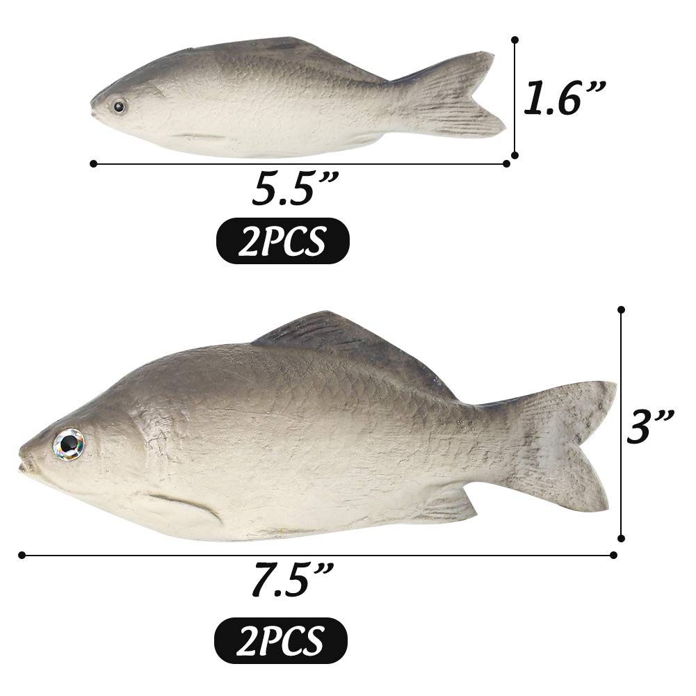 BigOtters 4PCS Fake Fish, Plastic Fishes Artificial Sea Fish Pretend Kitchen Food Decor Photography Props Party Favor