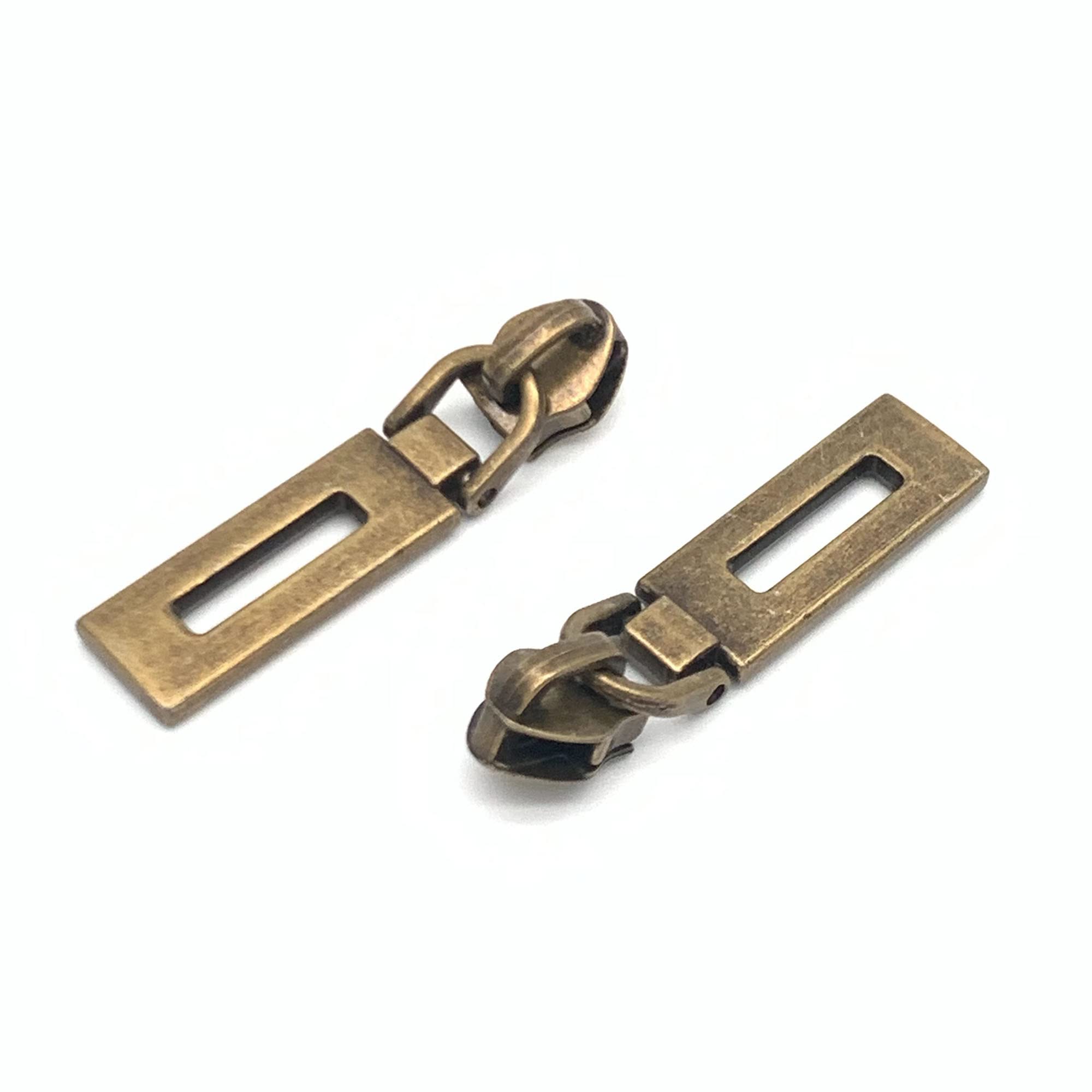 Photo 1 of #5 Zipper Pulls Antique Bronze Metal Zipper Pull 25pcs Bulk Nylon Coil Brass Zipper Slider for Purses Bag Sewing RuiDaTeng