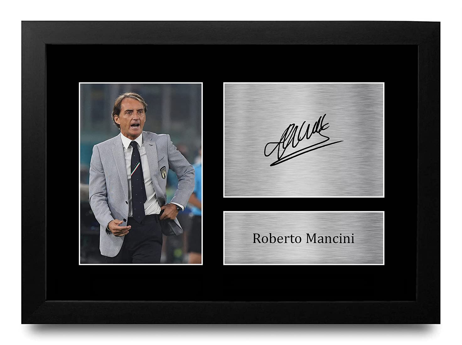 HWC Trading FR A4 Roberto Mancini Italy Gifts Printed Signed Autograph Picture for Football Fans and Supporters - A4 Framed