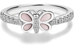 Precious Pieces Girls Sterling Silver Pink Butterfly Ring for Toddlers and Children