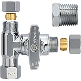 YUHX Brass Angle Stop Add-A-Tee Valve for TOTO Washlet Bidet and Handheld Sprayer, 3/8 Inch Compression Shut Off 3 Way Divert