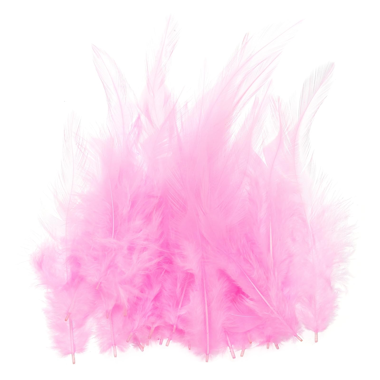PATIKIL 3-5 Inch Rooster Feathers, 100 Pack Bulk Natural Feathers for Crafts Colorful Fluffy Craft Feathers for Dream Catcher Handwork Clothing Costumes Wedding, Pink