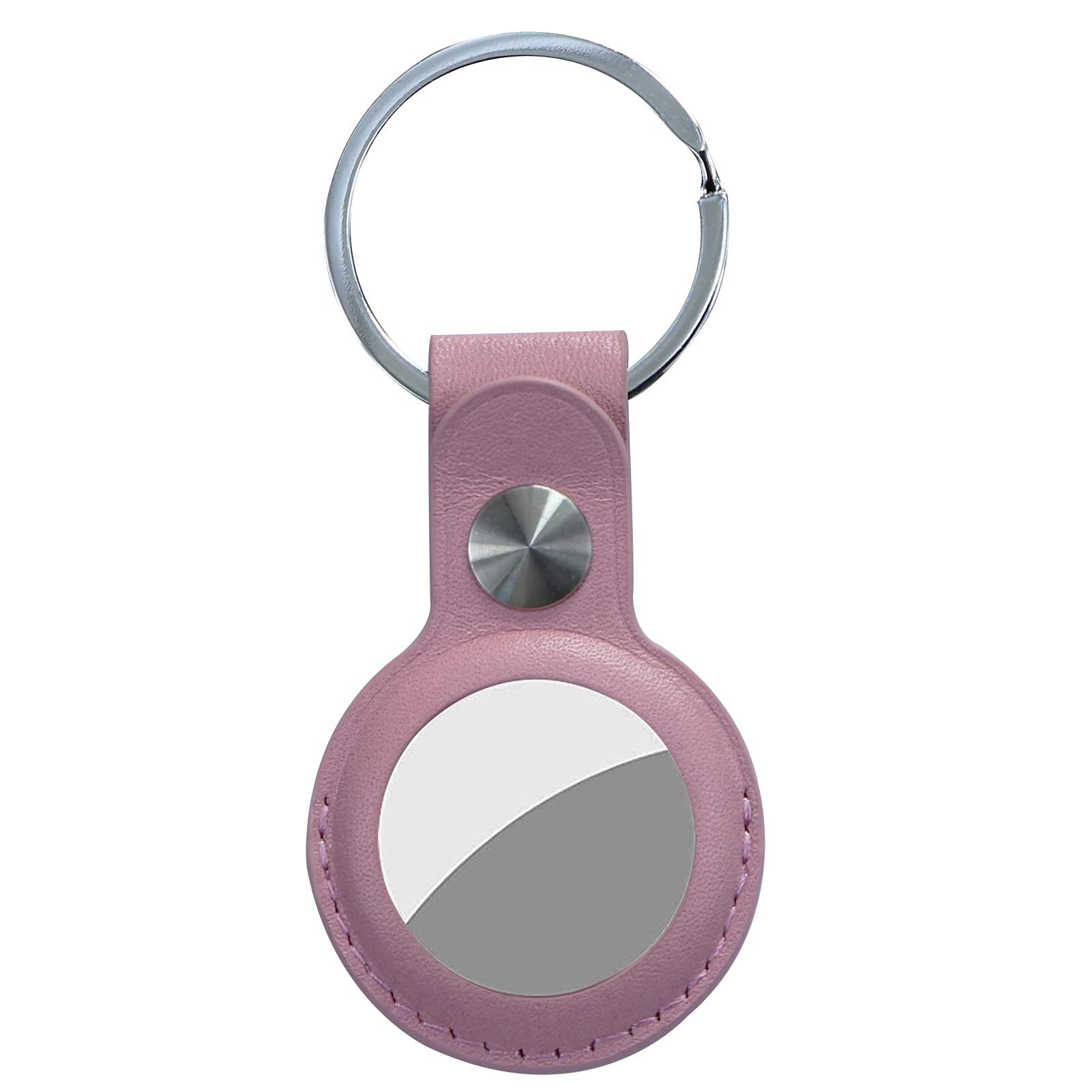 Case for AirTag Genuine Leather, Protective Cover with Keychain Ring, Anti-Scratch - Pink2