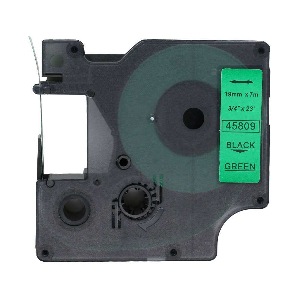 BROVACS 1 Pack Black on Green Label Tape Compatible for DYMO D1 45809 19mm 3/4" OPA2309