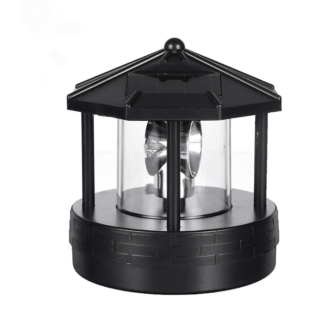 Suszian Solar Powered Lighthouse Rotating Outdoor Waterproof LED Solar Light Beacon Tower Decorative Lamp for Garden Lawn Patio