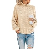 Saodimallsu Womens Turtleneck Oversized Sweaters Batwing Long Sleeve Pullover Loose Chunky Knit Jumper