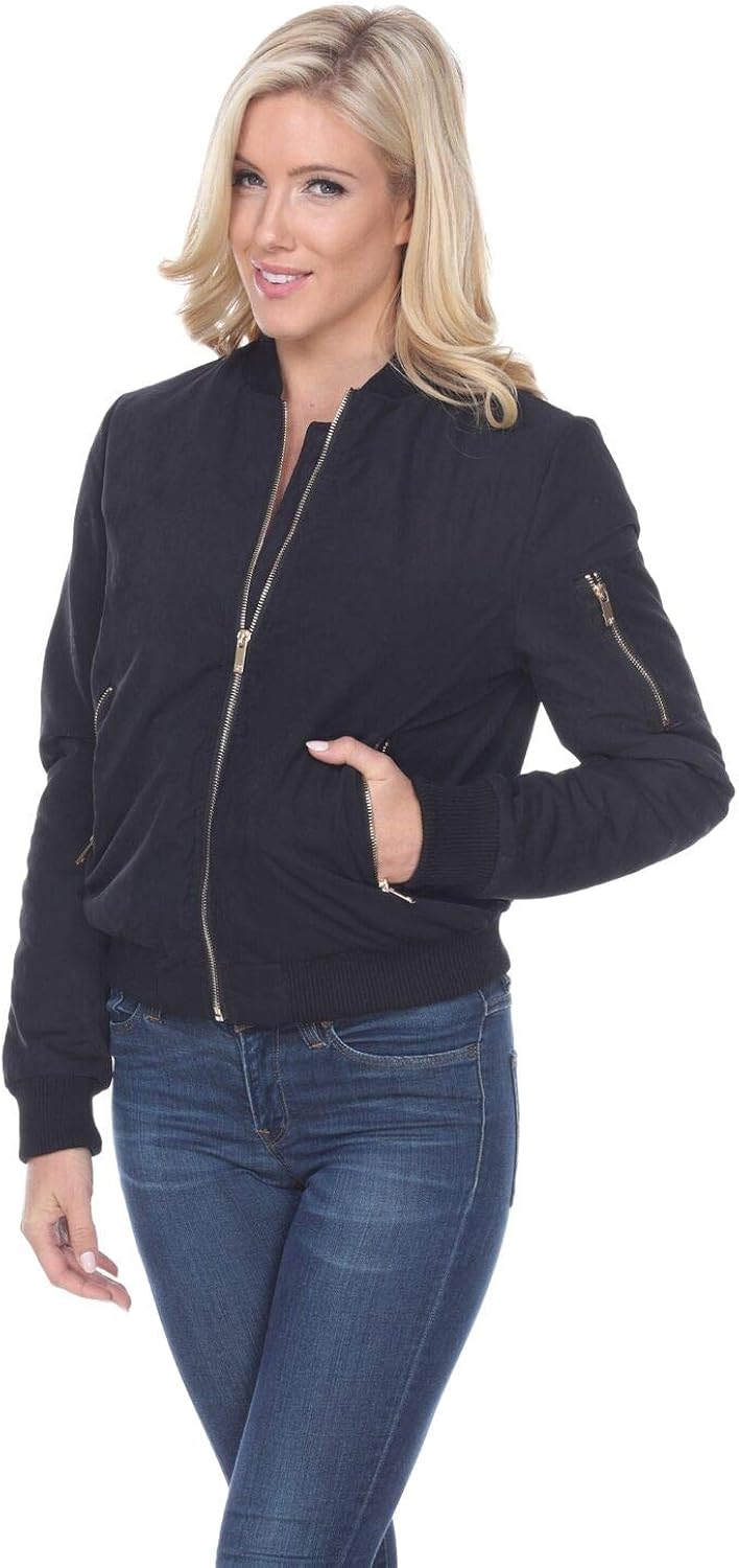 women's short black bomber jacket