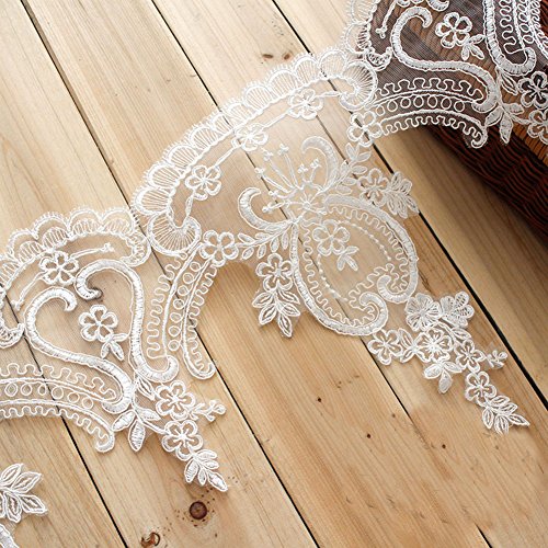 11" Width Grace Ivory Corded Embroidery lace Bridal Chest Lace Trim Lace Trim for Bridal Gown by 1 yard