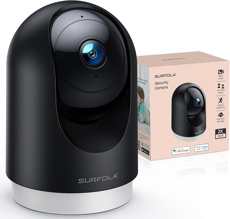 Cámara Interior 2K, cámara para Mascotas con detección de Movimiento, cámara de Seguridad para el hogar CCTV Wi-Fi con visión Nocturna, Funciona con Alexa/Google, sin Tarifa mensual
